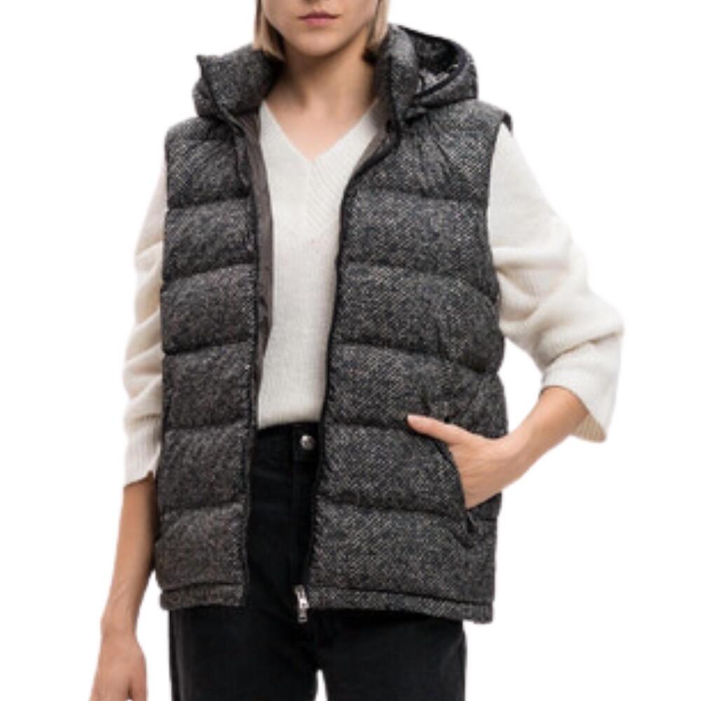 NEW HERNO multi pattern vest in black/white
